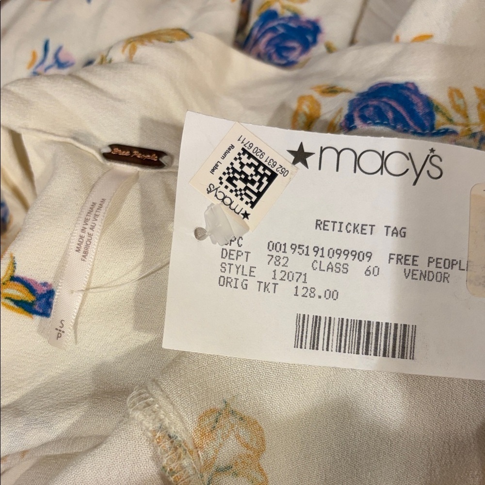 Free People Cream Tate Floral Backless Dress- NWT - Picture 7 of 10